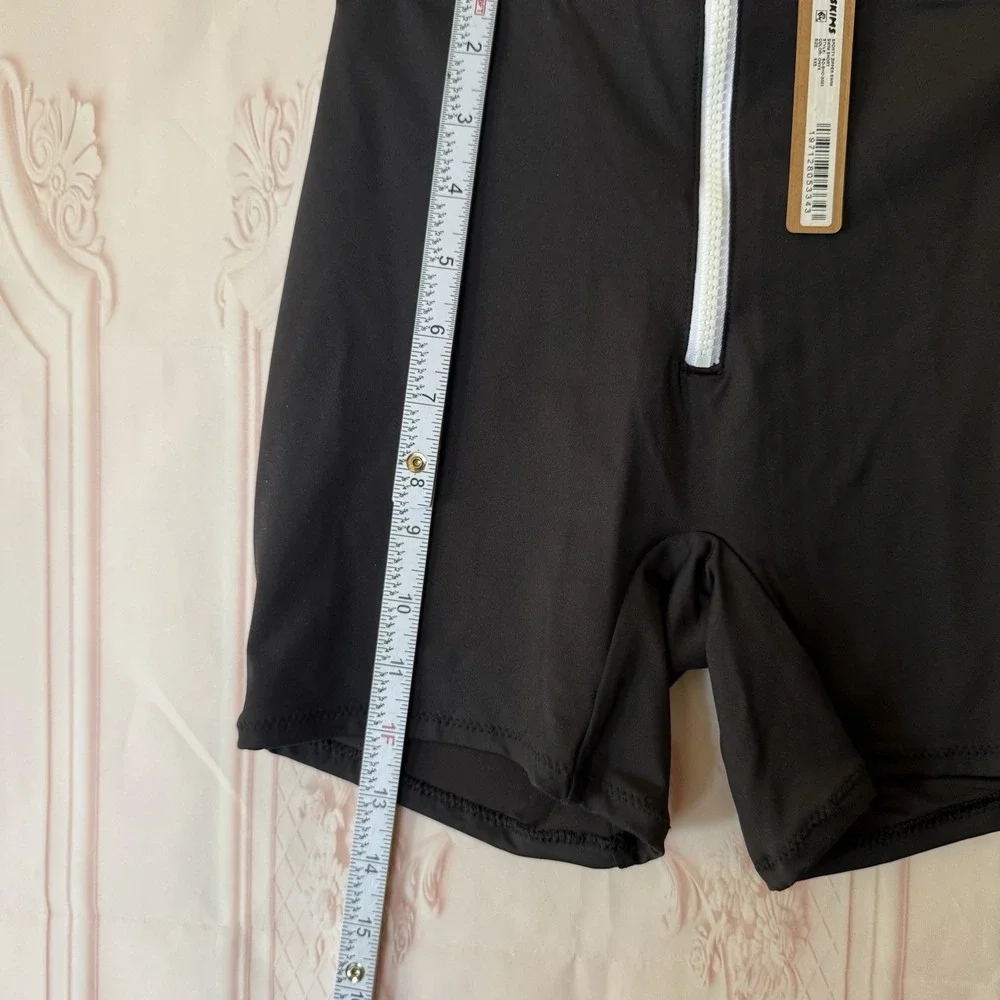 Skims Sporty Zipper Swim Short Size XXS Onyx Black NWT
